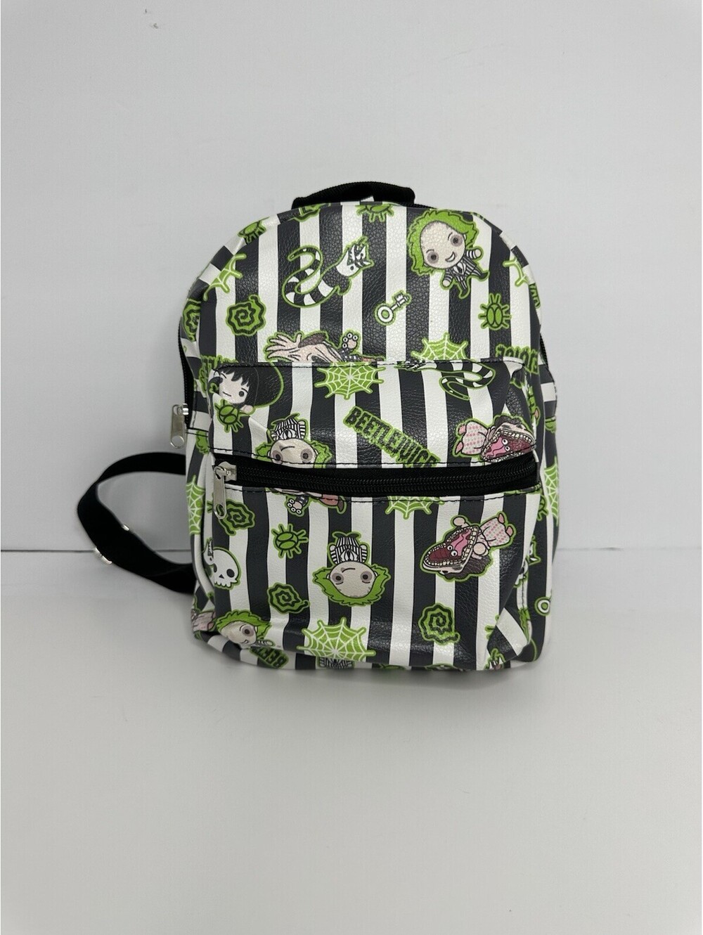Loungefly Beetlejuice Mini Backpack Chibi Characters Striped Bag
